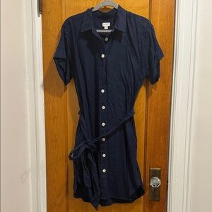 J. Crew Factory Navy Short Sleeve Mini Dress